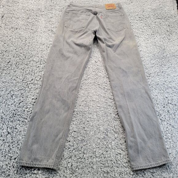 Vintage Levis 501 Jeans Men 33x34 Gray Button Fly Distressed Made In USA 90s - Picture 3 of 11